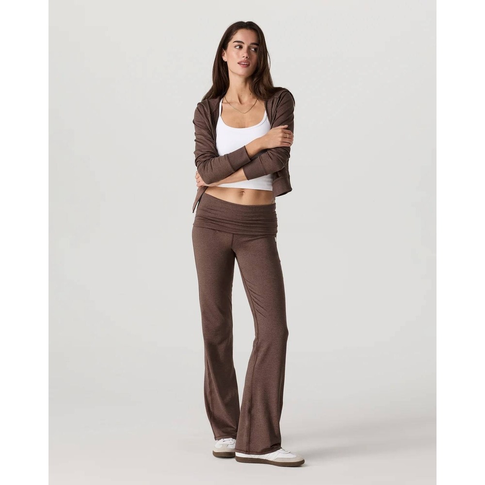 Vuori Halo Foldover Pant Chocolate Milk Heather Womens Size S Yoga Casual VW4339